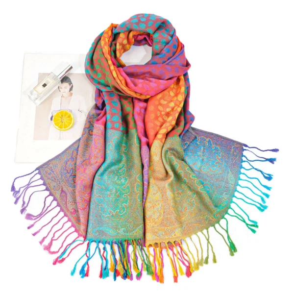 Châle en Satin de Luxe pour Femme, Écharpe Pashmina à la Mode – Image 6
