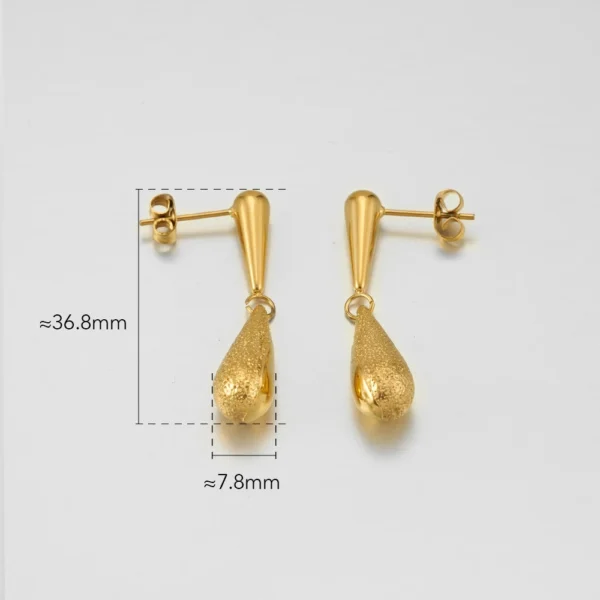Enfashion-Boucles d'oreilles goutte de pluie pour femme, bijoux rétro, acier inoxydable, document en or, mode, rencontres, E1596 – Image 2
