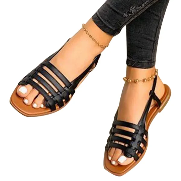Sandales romaines ajourées pour femmes, chaussures de plage ouvertes, style gladiateur, grande taille 35-43, été – Image 4