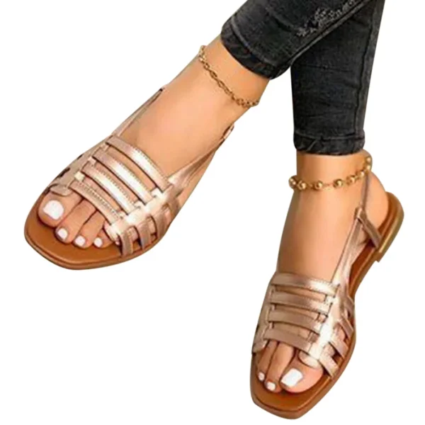 Sandales romaines ajourées pour femmes, chaussures de plage ouvertes, style gladiateur, grande taille 35-43, été – Image 5