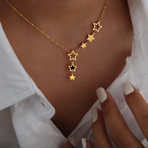ChimStar-Collier pendentif pour femme, haute qualité, acier inoxydable, plaqué or, JOBlack, acrylique, accessoires de bijoux à la mode