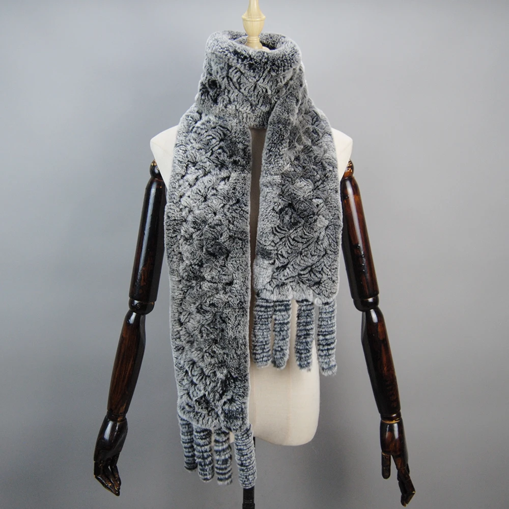 Écharpe en Fourrure group pour Hommes et Femmes, Écharpes en Fourrure de Lapin Naturelle, Longue Écharpe Chaude, 176cm – Image 5
