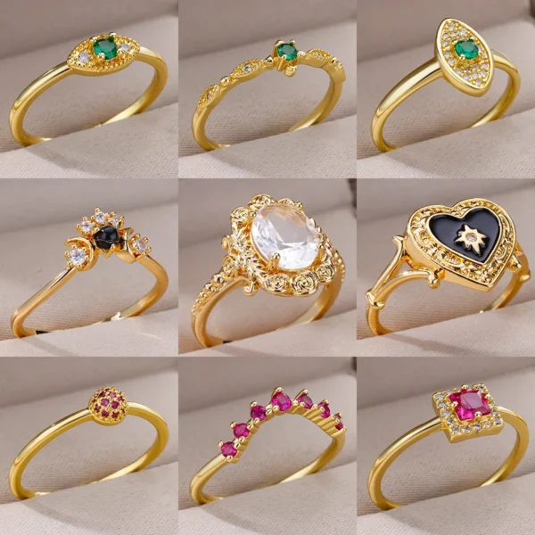 Bague en Acier Inoxydable avec Ouverture en Forme de Cœur, Bijou Cubique Coloré, Réglable, à la Mode, Cadeau de Mariage, pour Femme