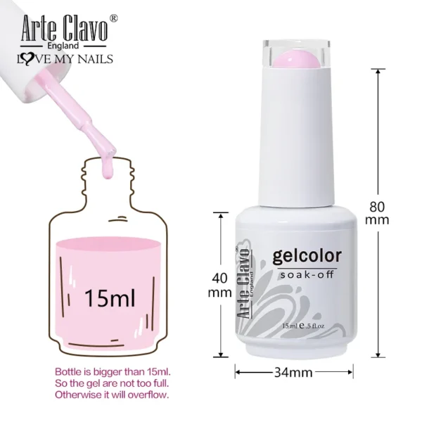 Vernis à ongles gel Arte Clavo 15 ml Vernis hybride 179 couleurs Nail Art pour manucure. – Image 6