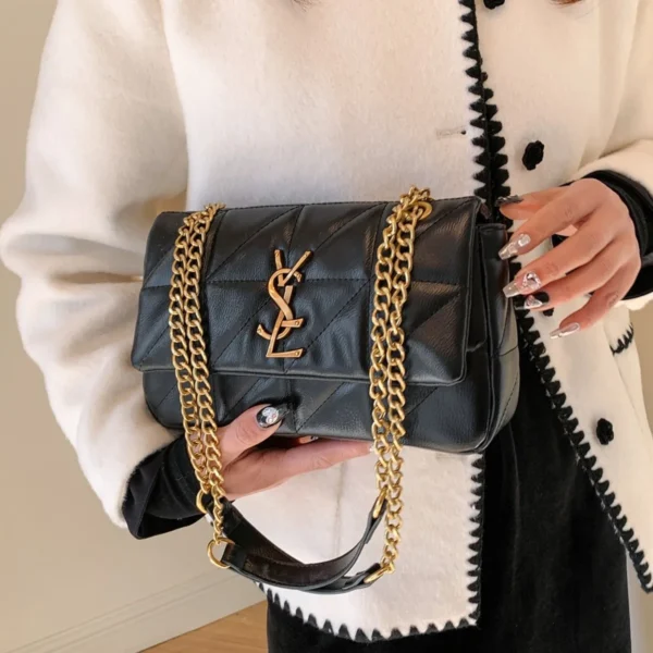 Sac à main carré en cuir PU avec pompon pour femme, sac messager initié, sac à main léger, marque de luxe, mode féminine – Image 3