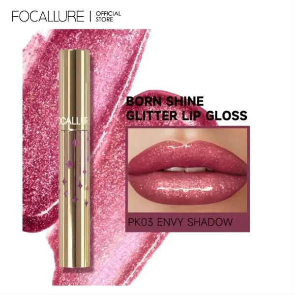 FOCALLURE Brillant à Lèvres Glitter Waterproof Longue Tenue Rouge à Lèvres Liquide Hydratant Surface Miroir Lèvres Maquillage Cosmétiques