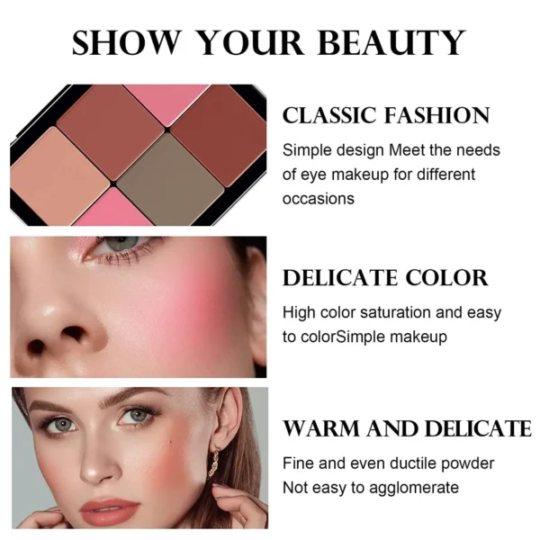 Palette de fards à joues crémeux de 16 couleurs – Crème de fard à joues mate, anti-cernes et rouge à lèvres longue tenue dans une seule palette de maquillage – Image 5