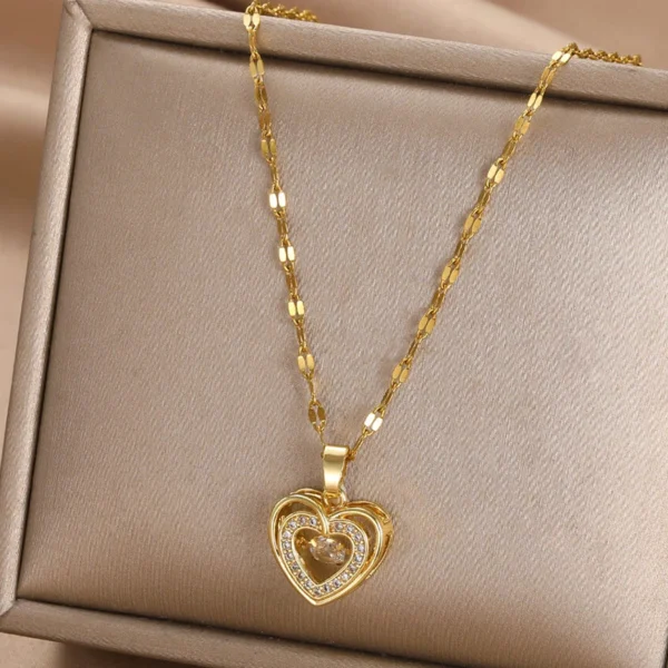 Collier en forme de cœur coloré pour femme JOJewelry en acier inoxydable. – Image 6