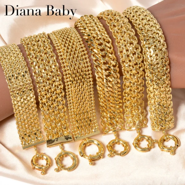 Bracelet chaîne en cuivre plaqué or 18 carats unisexe, bracelet Miami Sidewalk, Punk Hip Hop, bijoux, cadeau de fête, 18mm de large, nouveau