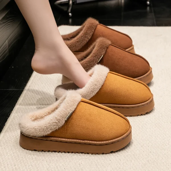 Pantoufles moelleuses pour femmes, semelle oligoptics d'intérieur, coordonnantes et chaudes. – Image 3