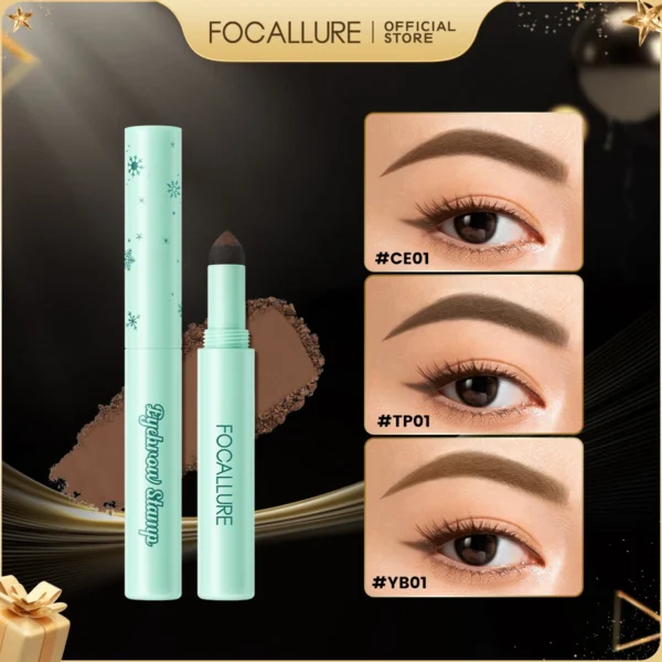 Poudre à sourcils naturelle et imperméable FOCALLURE – Tampon à sourcils multi-usages, hautement pigmenté, résistant à la transpiration