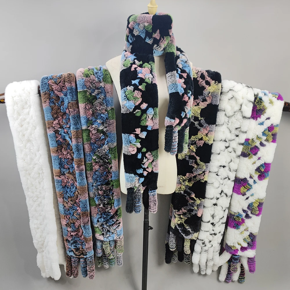 Écharpe en Fourrure group pour Hommes et Femmes, Écharpes en Fourrure de Lapin Naturelle, Longue Écharpe Chaude, 176cm – Image 6