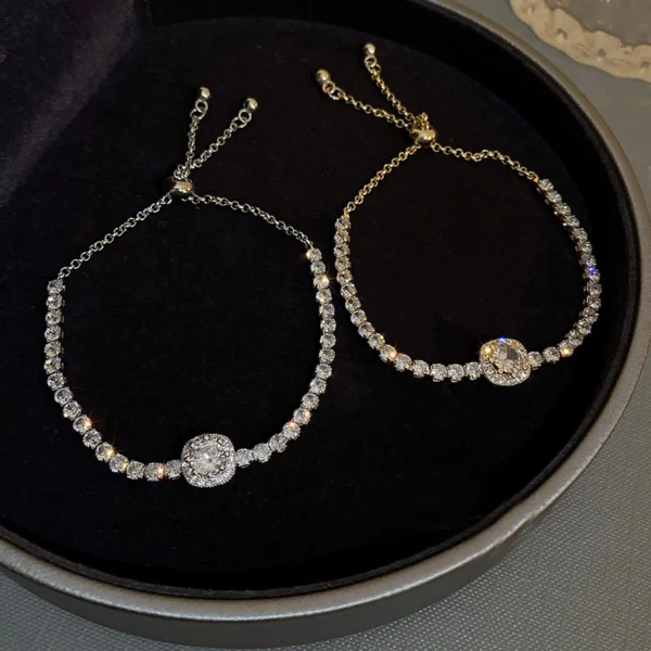 Bracelet en Acier Inoxydable Plaqué Or 18K pour Femme, Bijou Réglable, Complet de Strass, Nouvelle Collection 2022 – Image 3