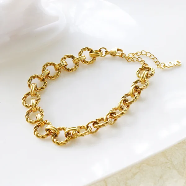 Ensemble de bijoux en acier inoxydable pour hommes et femmes, ULde document argentée, collier JOBracelet, boucle d'oreille, ULtorsadée cubaine JOBracelet – Image 4