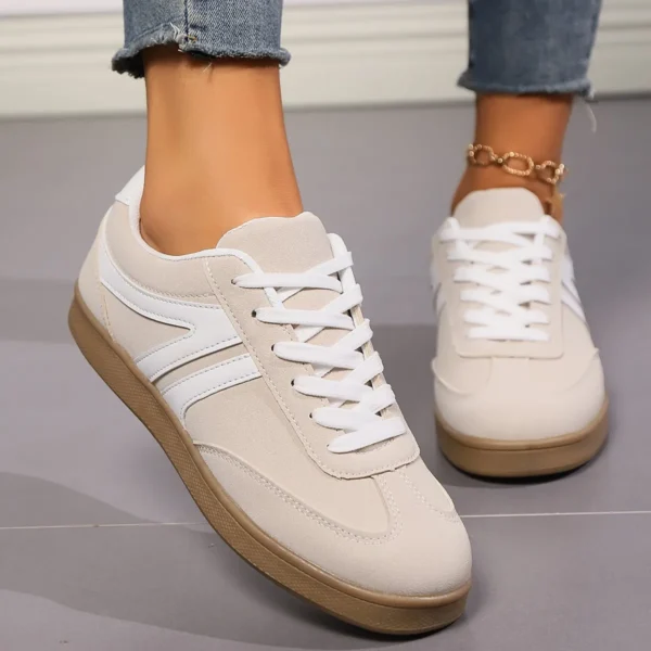 Baskets Plates de Luxe Confortables à Enfiler pour Femme, Chaussures d'Extérieur Légères et Souples, Nouvelle Collection Printemps 2024