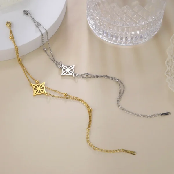 Bracelets de Cheville avec Pendentif Sorcellerie de Nœud de sorcière pour femme Bracelet de cheville de couleur argent en acier inoxydable Accessoires d’été Bijoux de plage – Image 5