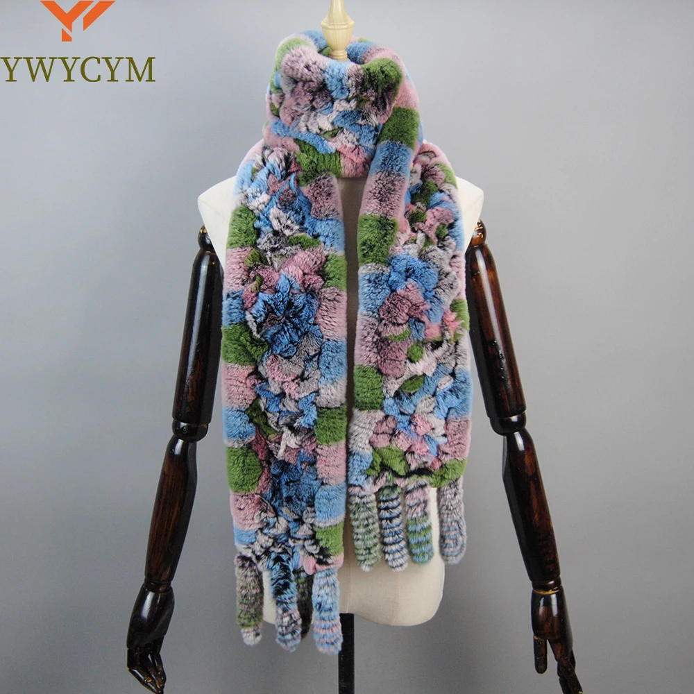 Écharpe en Fourrure group pour Hommes et Femmes, Écharpes en Fourrure de Lapin Naturelle, Longue Écharpe Chaude, 176cm