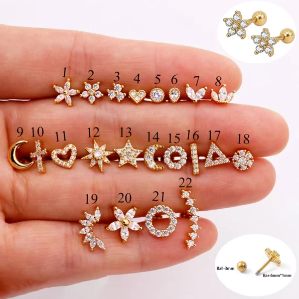 Mini Boucles d'Oreilles en Acier Inoxydable pour Femme, Bijoux de Piercing, Helix, Tragus, Cartilage, Nouveauté, 1 Pièce