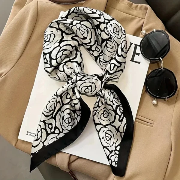 Écharpe carrée en satin pour femme, bandana pour cheveux, foulard de sauna, châle rond, hijab, 70cm. – Image 3