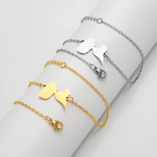 Bracelets de cheville France Guadows Oupe Map pour femme, acier inoxydable, bijoux de pied, JO@ 323121, 21cm + 4cm – Image 2
