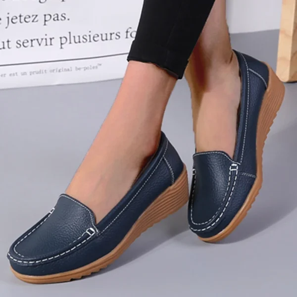 Chaussures plates en cuir véritable pour femmes, ballerines décontractées, chaussures creuses pour femmes, chaussures d'infirmière. – Image 4