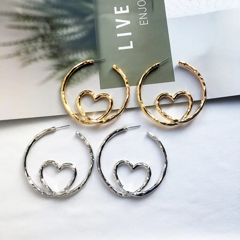 Boucles d'oreilles Love Coussins Big Loop Circle Stud pour femme, 2024 Nouveau