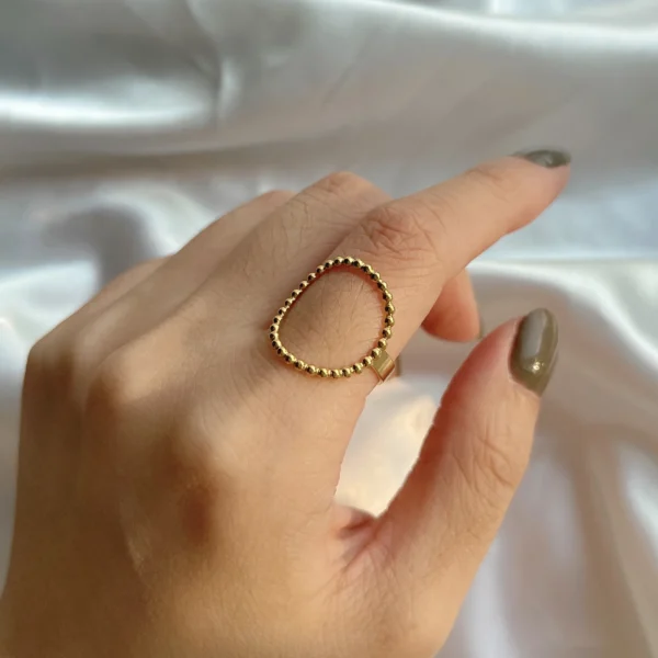 Bagues ouvertes en acier inoxydable pour femmes, coeur géométrique, réglable, esthétique, bijoux de fête. – Image 5
