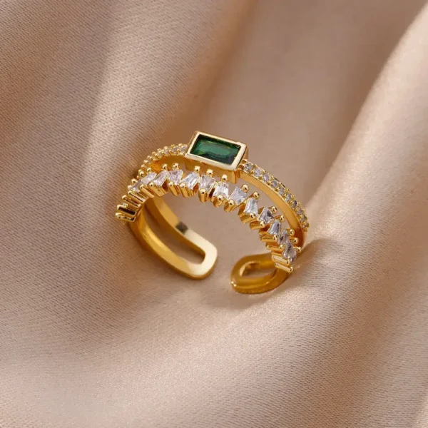Bague en Acier Inoxydable avec Ouverture en Forme de Cœur, Bijou Cubique Coloré, Réglable, à la Mode, Cadeau de Mariage, pour Femme – Image 2