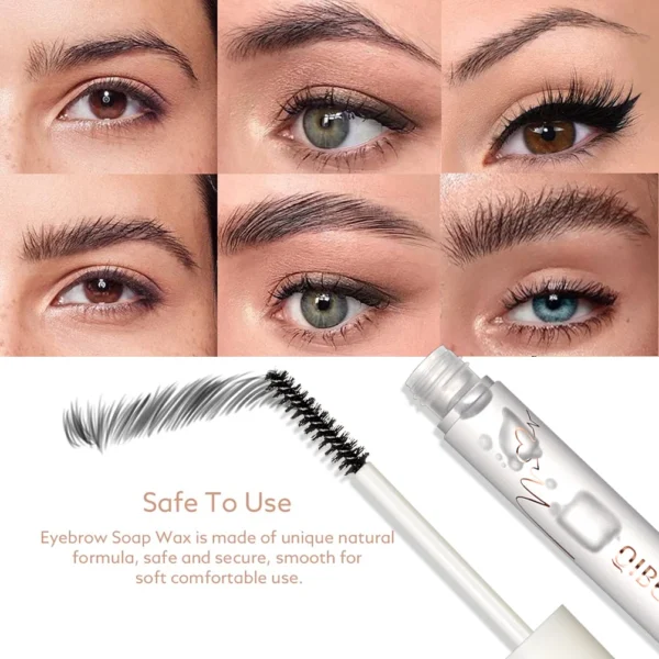 QIBEST Gel pour sourcils, cire et savon pour sourcils – Rehausseur de sourcils teinté transparent, sculpte et rehausse le maquillage pour les sourcils naturels – Image 3