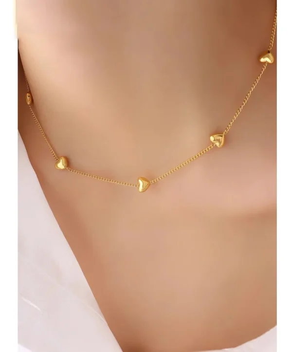 Collier Ras du Cou en Acier Inoxydable Plaqué Or, Pendentif en Forme de Cœur, Breloque Imperméable, Cadeau pour Amoureux, Bijoux à la Mode, Nouvelle Collection