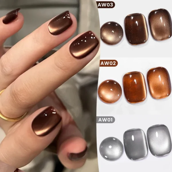 Gel magnétique Œil de Chat à Effet Lumineux Aqua pour ongles d'automne et d'hiver Vernis à ongles UV semi-permanent à tremper – Image 2