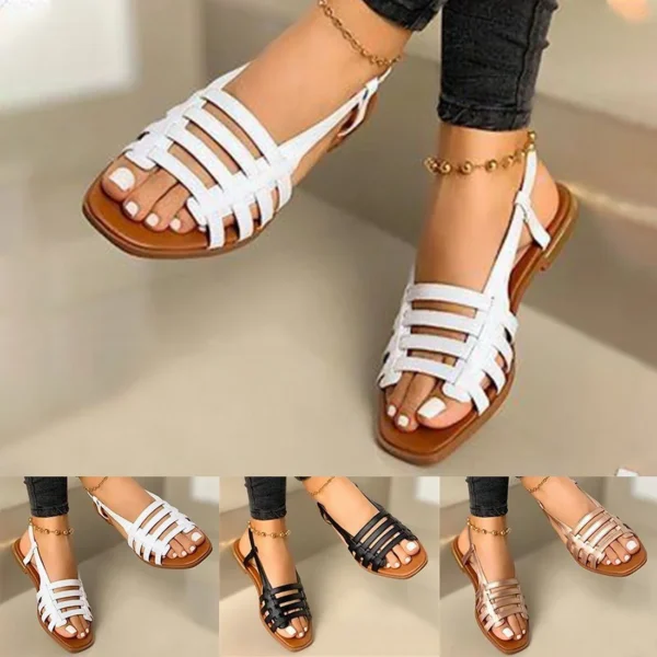 Sandales romaines ajourées pour femmes, chaussures de plage ouvertes, style gladiateur, grande taille 35-43, été – Image 2