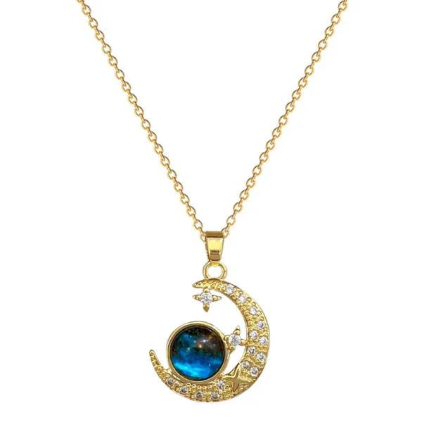 DIEYURO SION L-Collier pendentif en acier inoxydable pour fille, ciel étoilé rêveur et lune, cadeau de bijoux fantaisie, nouvelle tendance, clavicule – Image 3