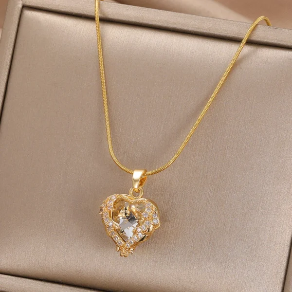 Collier en forme de cœur coloré pour femme JOJewelry en acier inoxydable. – Image 2