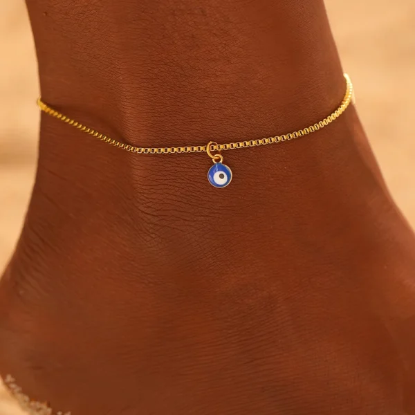 Bracelet de cheville en acier inoxydable avec pendentif œil bleu pour femme, design personnalisé, acrylique, bijoux subtilement, cadeaux de fête, nouveau design