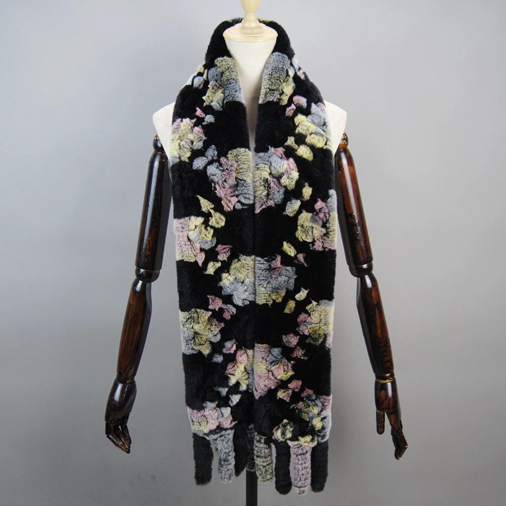 Écharpe en Fourrure group pour Hommes et Femmes, Écharpes en Fourrure de Lapin Naturelle, Longue Écharpe Chaude, 176cm – Image 3