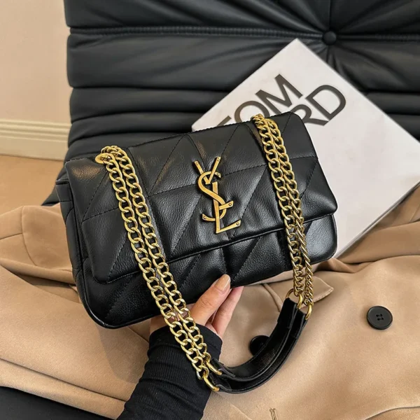 Sac à main carré en cuir PU avec pompon pour femme, sac messager initié, sac à main léger, marque de luxe, mode féminine – Image 6