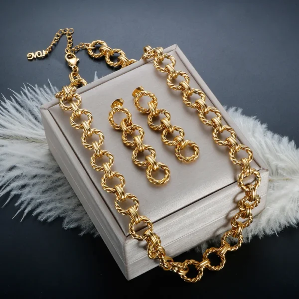 Ensemble de bijoux en acier inoxydable pour hommes et femmes, ULde document argentée, collier JOBracelet, boucle d'oreille, ULtorsadée cubaine JOBracelet