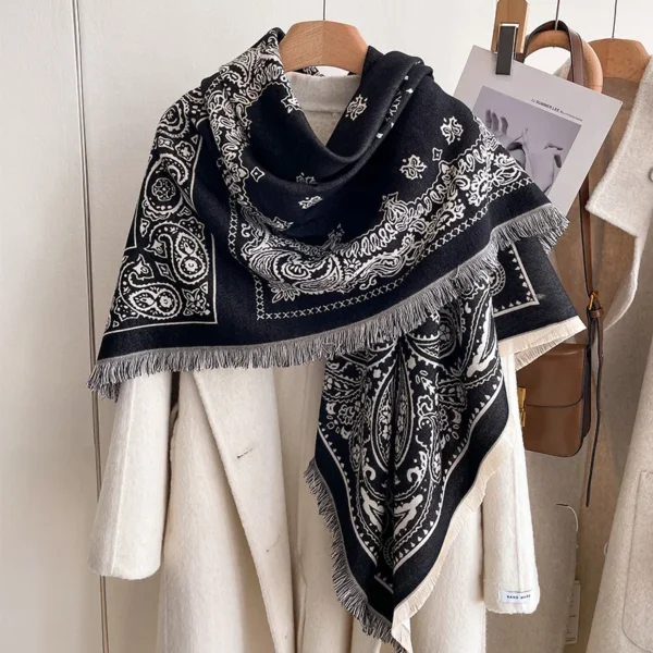 Écharpe en Cachemire pour Femme, Pashmina, Design Floral, Round Optics, Couverture Douce, Châle Chaud, Foulard, Bufanda.