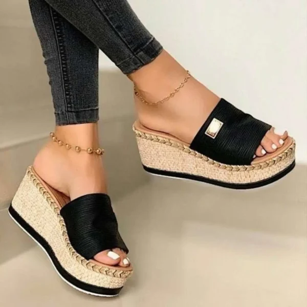 Sandales à plateforme pour femmes, talon compensé, bretelles, mode de plage d'été