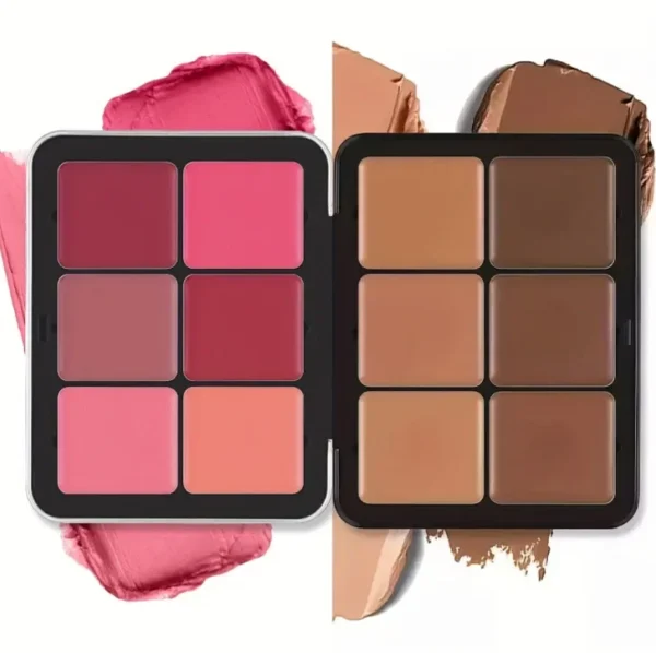 Palette de fards à joues crémeux de 16 couleurs – Crème de fard à joues mate, anti-cernes et rouge à lèvres longue tenue dans une seule palette de maquillage – Image 2