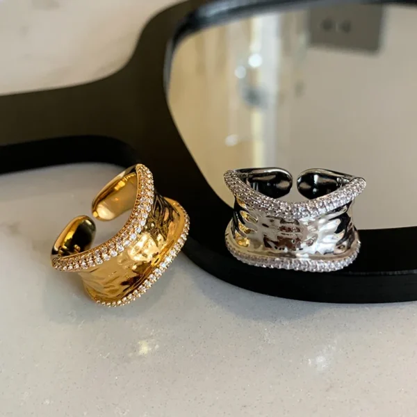 Bilandi-Bagues ouvertes géométriques pour femmes, bijoux modernes, fouet senior, en verre plaqué argent, 2023