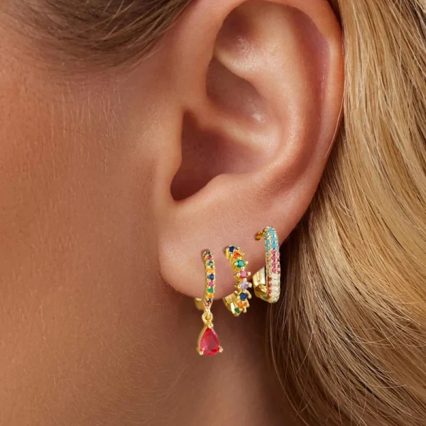 Ensemble de Boucles d'Oreilles Pendentif Goutte d'Eau pour Femme, en Acier Inoxydable, Forme Ronde en U, Bijoux de Piercing, 3 Pièces – Image 2