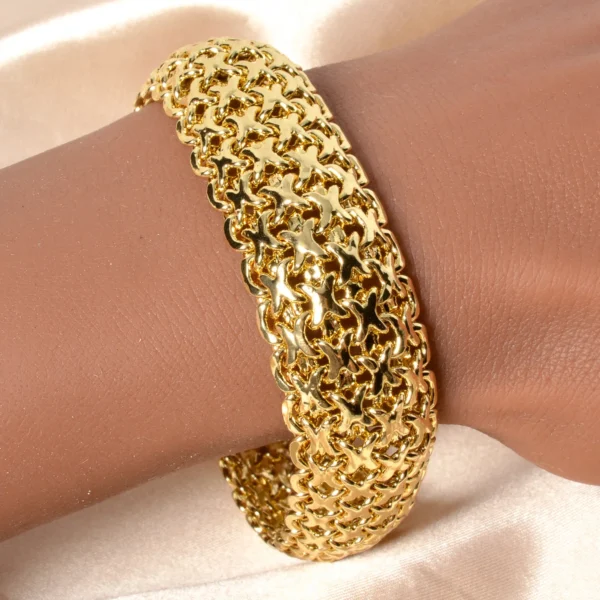 Bracelet chaîne en cuivre plaqué or 18 carats unisexe, bracelet Miami Sidewalk, Punk Hip Hop, bijoux, cadeau de fête, 18mm de large, nouveau – Image 5