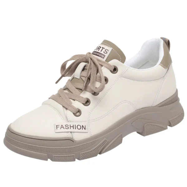 Chaussures de trekking en cuir souple non ald pour femmes, chaussures de sport à lacets, semelle optique, loisirs, planche à roulettes, nouveau, printemps, 2024 – Image 6