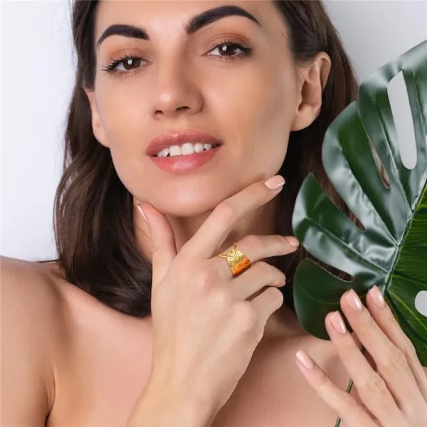 Bagues ouvertes en acier inoxydable pour femmes, coeur géométrique, réglable, esthétique, bijoux de fête. – Image 4