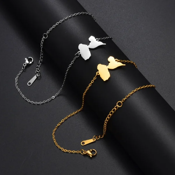 Bracelets de cheville France Guadows Oupe Map pour femme, acier inoxydable, bijoux de pied, JO@ 323121, 21cm + 4cm – Image 6