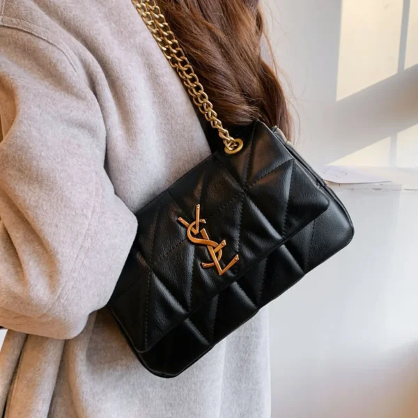 Sac à main carré en cuir PU avec pompon pour femme, sac messager initié, sac à main léger, marque de luxe, mode féminine – Image 4