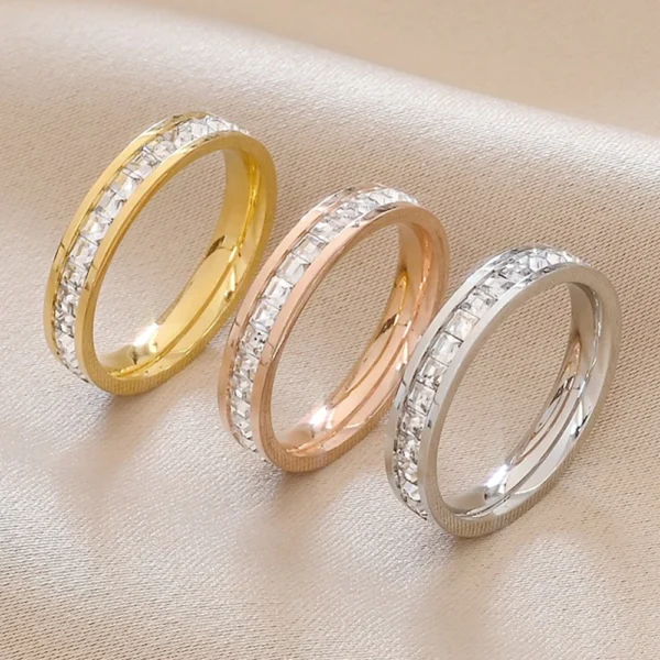 Bague de Luxe en Acier Inoxydable pour Homme et Femme, Cubique, Or, Argent, Document, Taille US 3, 4, 5, 6, 7, 8, 9, 10, 11, 12, 4mm
