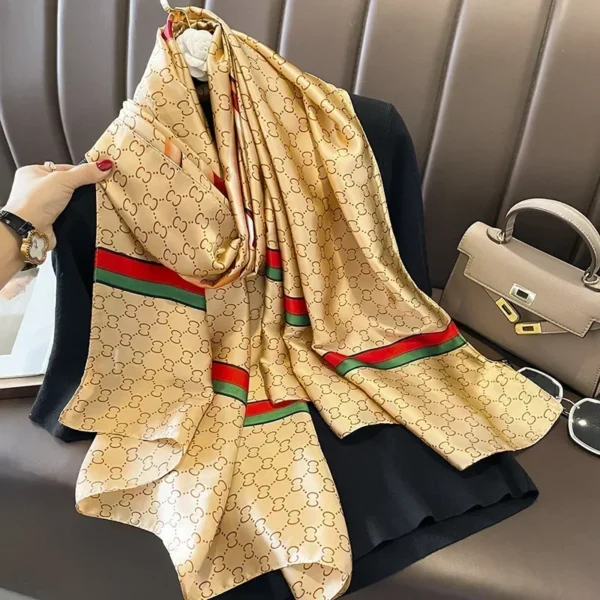 Châle arc-en-ciel à pois pour femmes, écharpe carrée, écharpe de sauna décorative, hijab populaire, marque de luxe. – Image 3